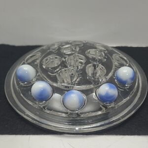 Uranium Marbles White with Blue Patches